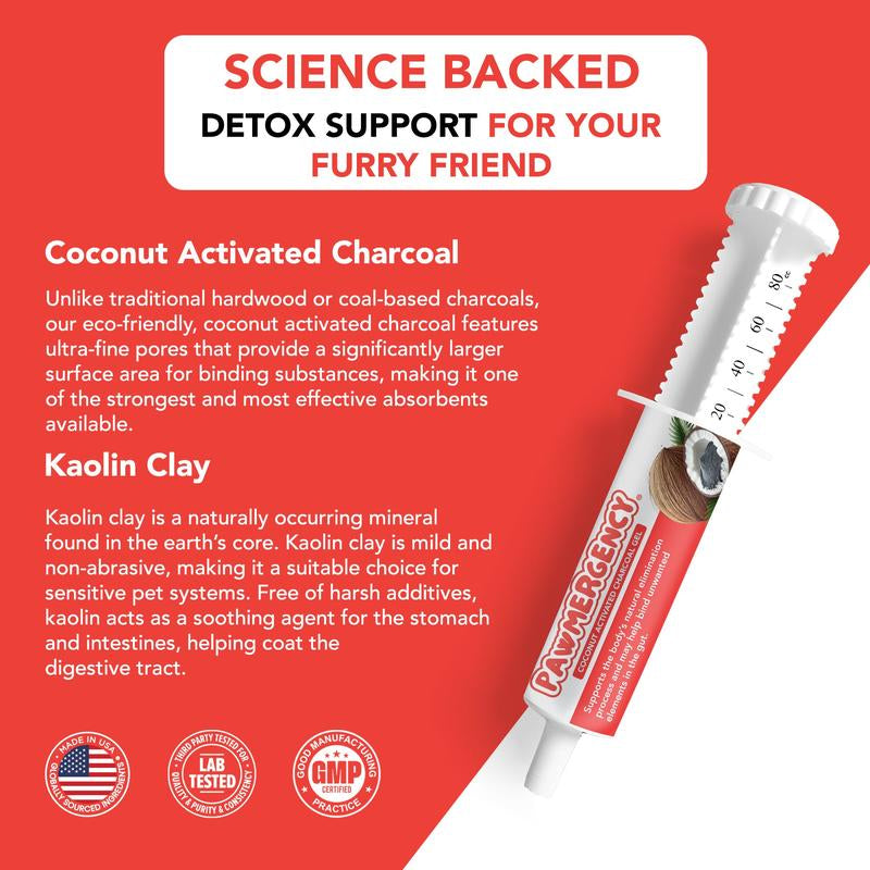 Pawmergency Coconut Charcoal First Aid Kit – Digestive Support & Electrolyte Gel for Dogs, Cats & Puppies | Anti-Diarrheal & Constipation Relief for Outdoor Adventures