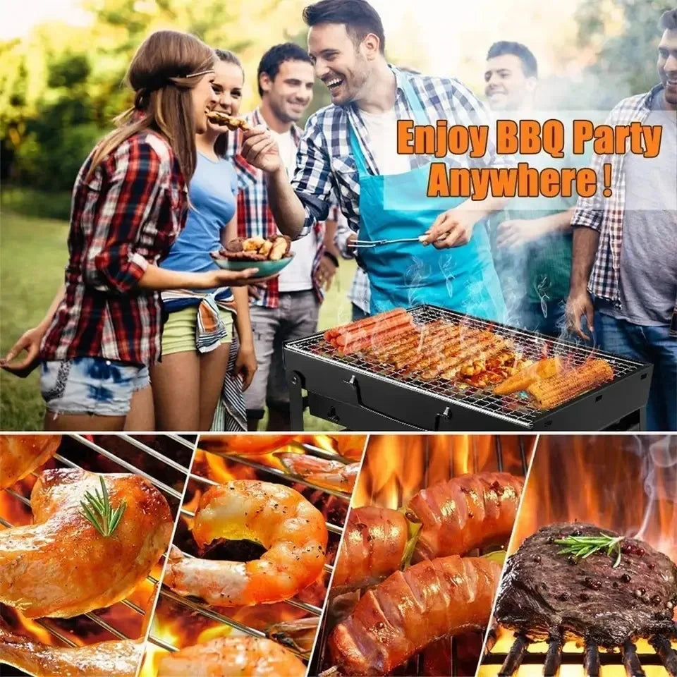 Portable Stainless Steel Charcoal BBQ Grill – Mini Outdoor Cooking Tool Kit for Camping, Picnic & Beach