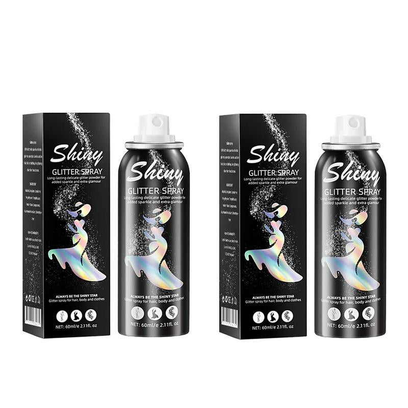 [Buy 1 Get 1 Free] Body Glitter Spray for Skin & Hair – Long-Lasting, Quick-Drying Silver Shimmer – Festival, Rave, Stage & Prom Makeup Glitter – 2.11 Fl Oz
