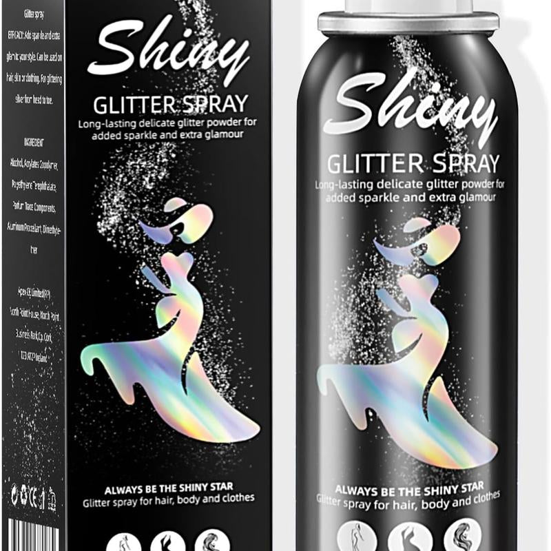 [Buy 1 Get 1 Free] Body Glitter Spray for Skin & Hair – Long-Lasting, Quick-Drying Silver Shimmer – Festival, Rave, Stage & Prom Makeup Glitter – 2.11 Fl Oz