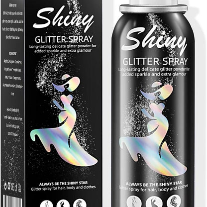 [Buy 1 Get 1 Free] Body Glitter Spray for Skin & Hair – Long-Lasting, Quick-Drying Silver Shimmer – Festival, Rave, Stage & Prom Makeup Glitter – 2.11 Fl Oz