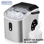 Portable Countertop Ice Maker with Handle – 26 lbs/24H, 9 Bullet Cubes in 6 Mins, Auto-Cleaning, Compact & Quiet – Silver