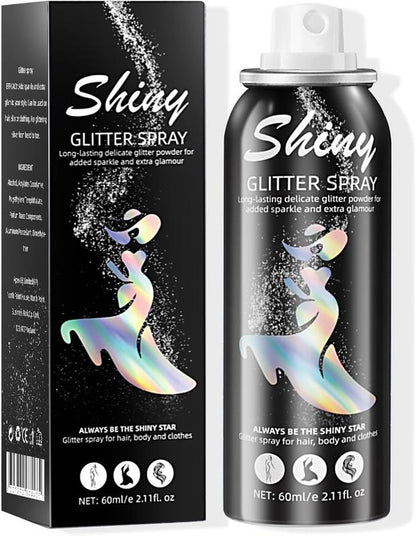[Buy 1 Get 1 Free] Body Glitter Spray for Skin & Hair – Long-Lasting, Quick-Drying Silver Shimmer – Festival, Rave, Stage & Prom Makeup Glitter – 2.11 Fl Oz