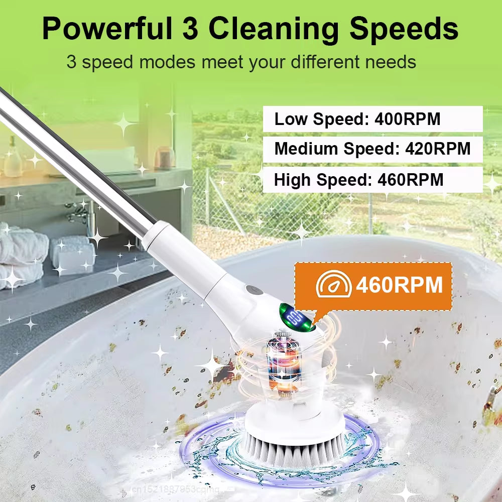 8-in-1 Electric Cleaning Brush – Cordless Rotating Scrubber for Bathroom, Kitchen & Home