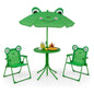 Kids Outdoor Picnic Table Set with Adjustable Umbrella & Folding Chairs – Portable Children’s Patio, Garden & Backyard Furniture