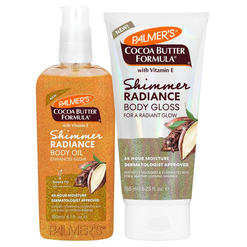 Palmer's Cocoa Butter Shimmer Radiance Bundle – Nourishing Body Lotion & Oil Set for Glowing, Hydrated Skin