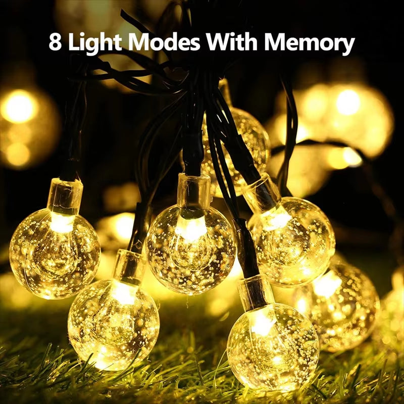  LED Solar String Lights – 60 Waterproof Crystal Globe Lights, 8 Lighting Modes | Outdoor Patio, Garden, Tree & Party Decor