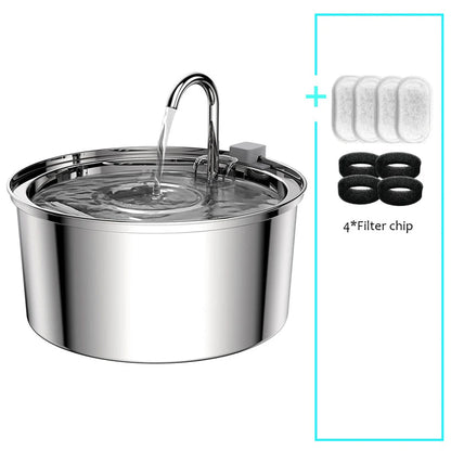 Automatic Stainless Steel Water Fountain- USB Quiet Auto Feeder for Cats & Dogs with Filter