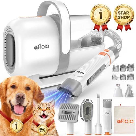 All-in-One Pet Grooming Vacuum Kit – Low Noise Dog Clippers, Deshedding Brush & Hair Remover Tools for Easy At-Home Grooming