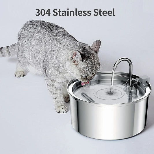 Automatic Stainless Steel Water Fountain- USB Quiet Auto Feeder for Cats & Dogs with Filter