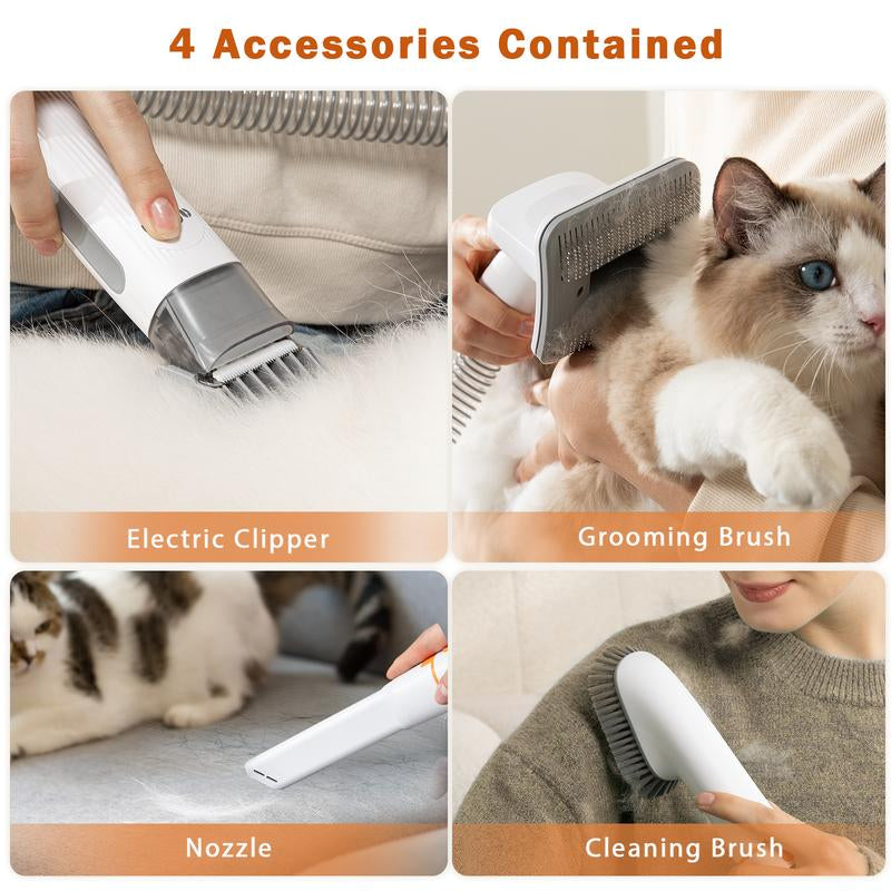 All-in-One Pet Grooming Vacuum Kit – Low Noise Dog Clippers, Deshedding Brush & Hair Remover Tools for Easy At-Home Grooming