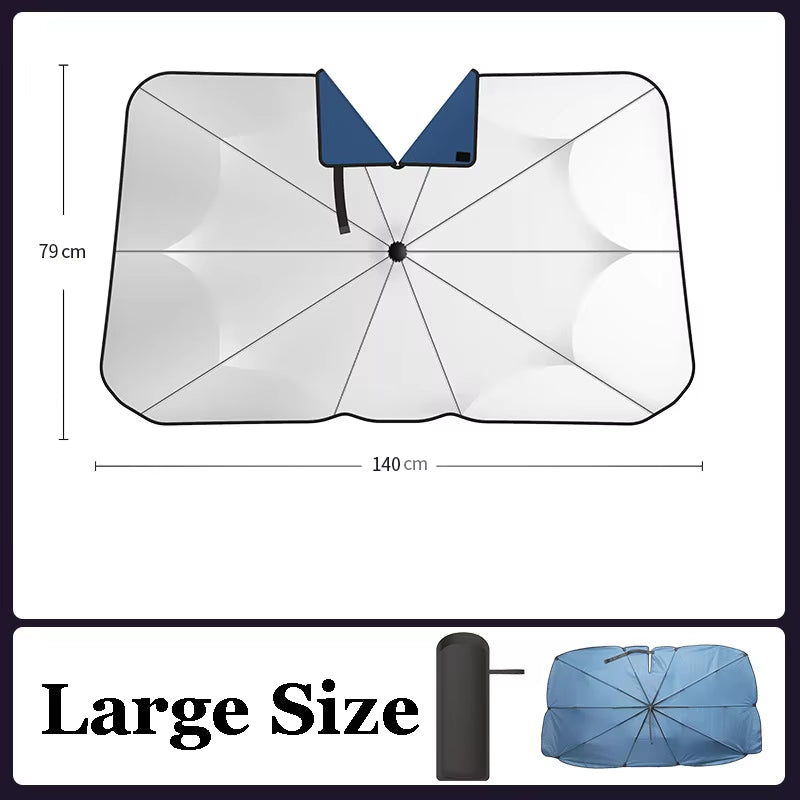 360° Rotating Car Sunshade Umbrella – UV Protection Windshield Cover with Bendable Handle | Summer Front Window Shield Accessory
