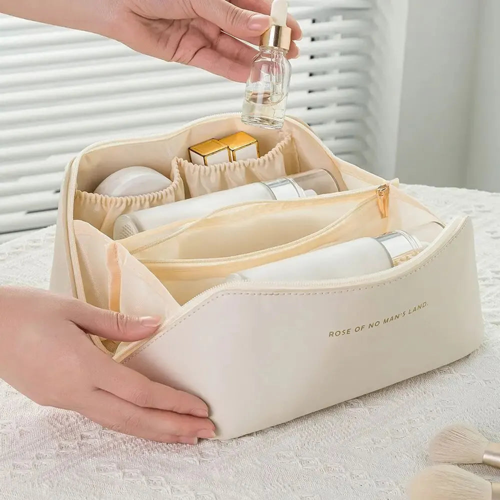 Luxury Travel Makeup Organizer Bag – Cosmetic Toiletry Case with Zipper for Women | Elegant Storage Pouch for Beauty Essentials