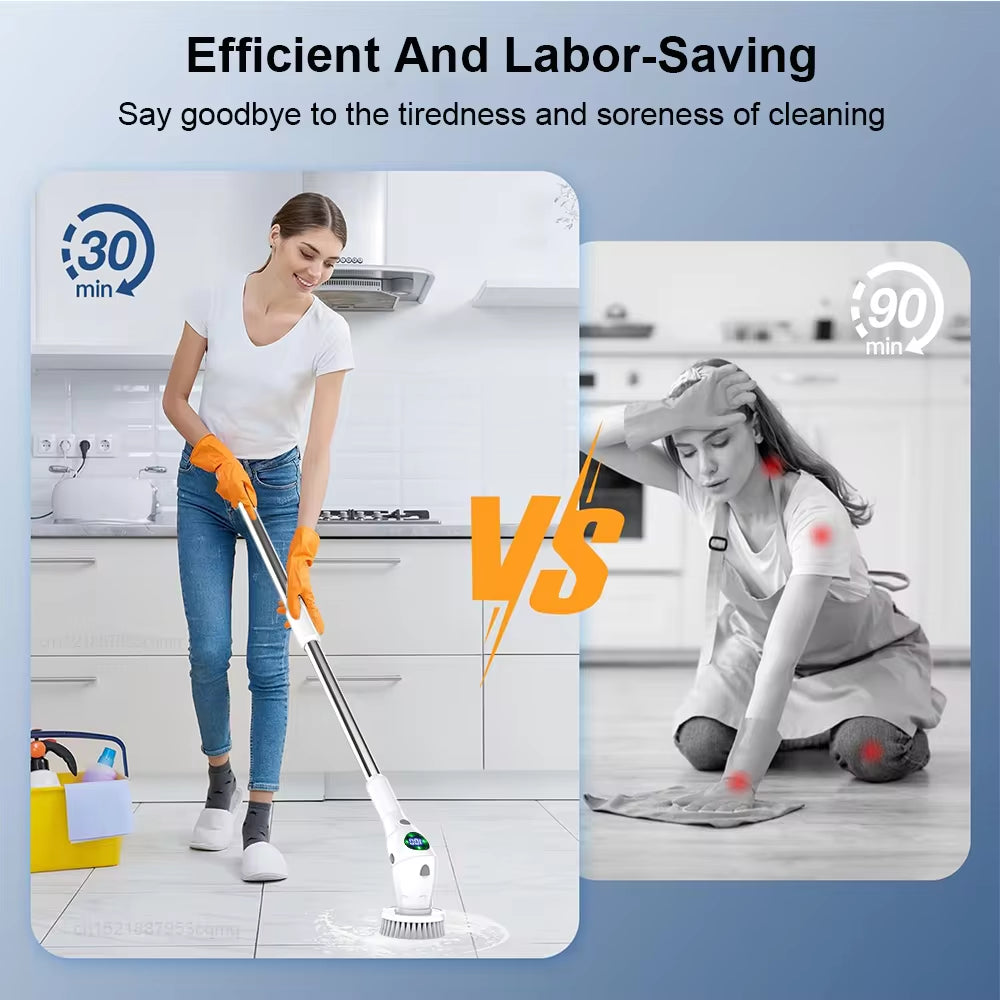 8-in-1 Electric Cleaning Brush – Cordless Rotating Scrubber for Bathroom, Kitchen & Home