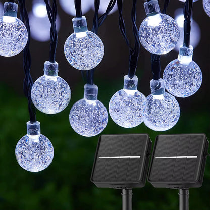  LED Solar String Lights – 60 Waterproof Crystal Globe Lights, 8 Lighting Modes | Outdoor Patio, Garden, Tree & Party Decor