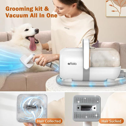 All-in-One Pet Grooming Vacuum Kit – Low Noise Dog Clippers, Deshedding Brush & Hair Remover Tools for Easy At-Home Grooming