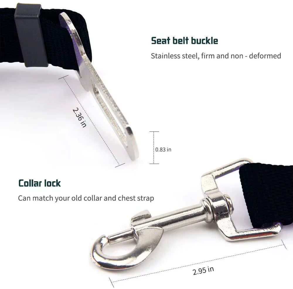 Adjustable Pet Car Seat Belt – Safety Harness Lead Clip for Dogs & Cats, Secure Vehicle Restraint for Travel