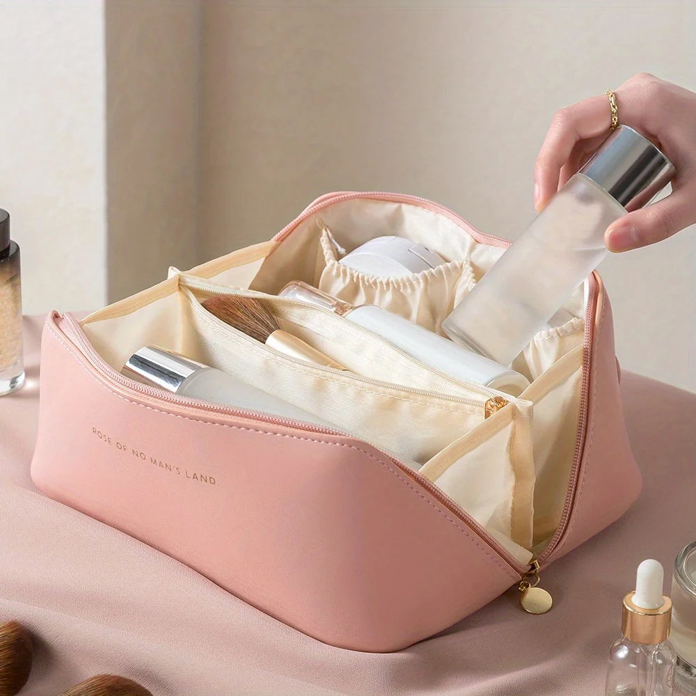 Luxury Travel Makeup Organizer Bag – Cosmetic Toiletry Case with Zipper for Women | Elegant Storage Pouch for Beauty Essentials