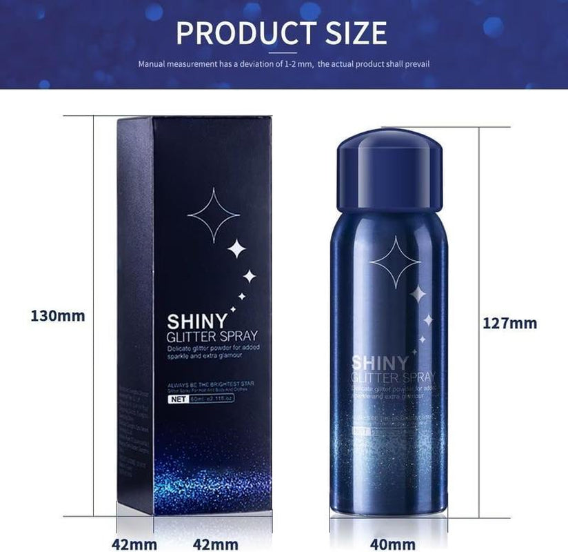 [Buy 1 Get 1 Free] Body Glitter Spray for Skin & Hair – Long-Lasting, Quick-Drying Silver Shimmer – Festival, Rave, Stage & Prom Makeup Glitter – 2.11 Fl Oz
