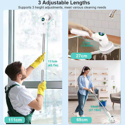 8-in-1 Electric Cleaning Brush – Cordless Rotating Scrubber for Bathroom, Kitchen & Home