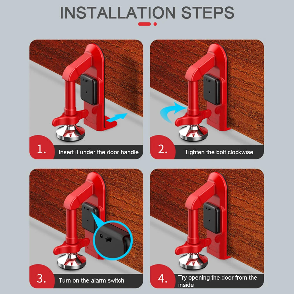 Portable Door Security Alarm & Lock Brace – Anti-Theft Self-Defense Device with Suction Cup, Alarm/Non-Alarm Options for Home & Travel Protection