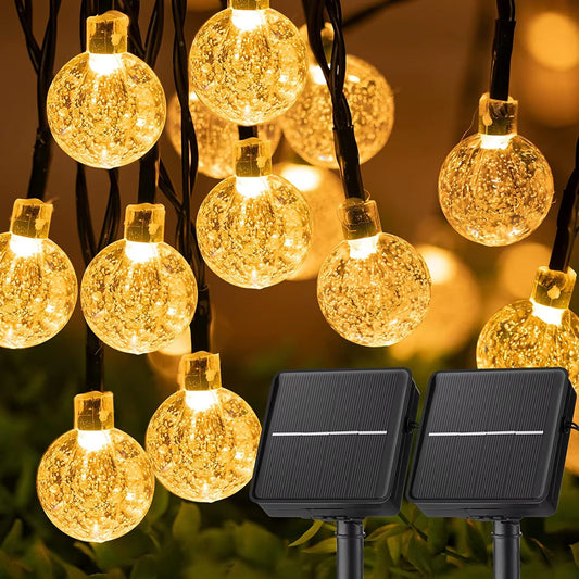  LED Solar String Lights – 60 Waterproof Crystal Globe Lights, 8 Lighting Modes | Outdoor Patio, Garden, Tree & Party Decor