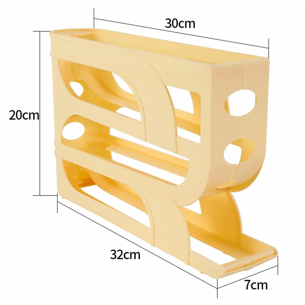 Large Capacity 4-Tier Automatic Egg Roller – Space-Saving Refrigerator Egg Storage Box for Kitchen Organization