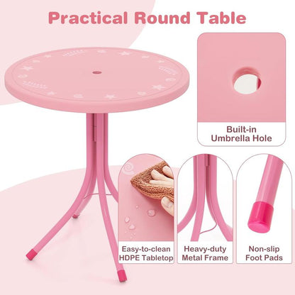 Kids Outdoor Picnic Table Set with Adjustable Umbrella & Folding Chairs – Portable Children’s Patio, Garden & Backyard Furniture