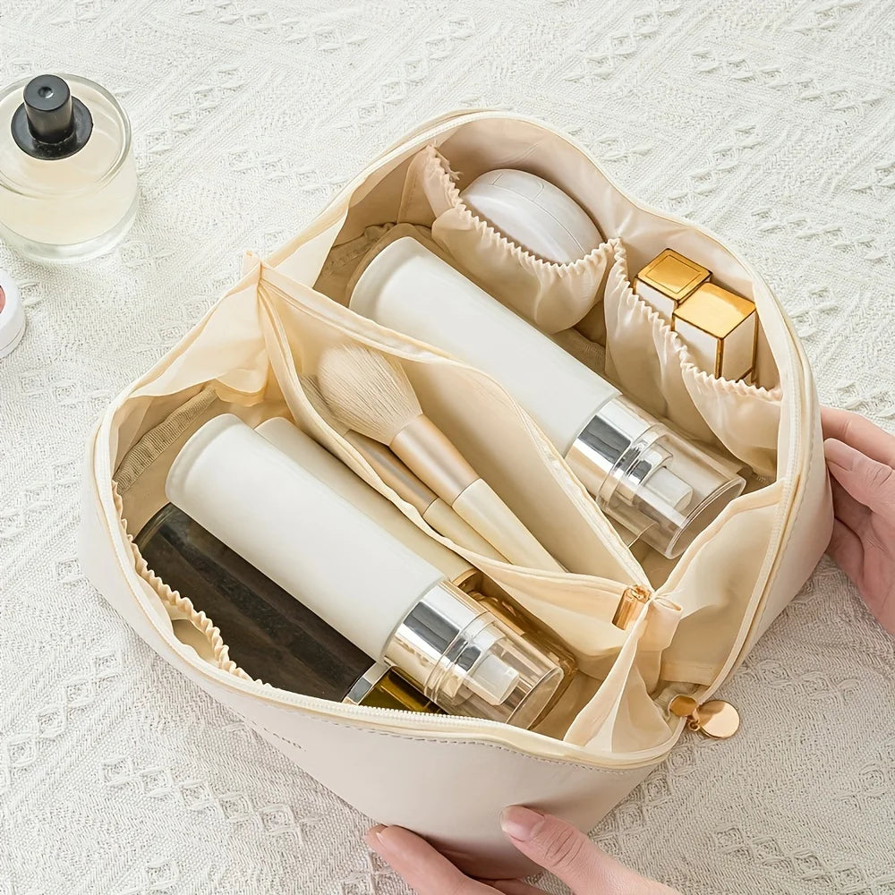 Luxury Travel Makeup Organizer Bag – Cosmetic Toiletry Case with Zipper for Women | Elegant Storage Pouch for Beauty Essentials