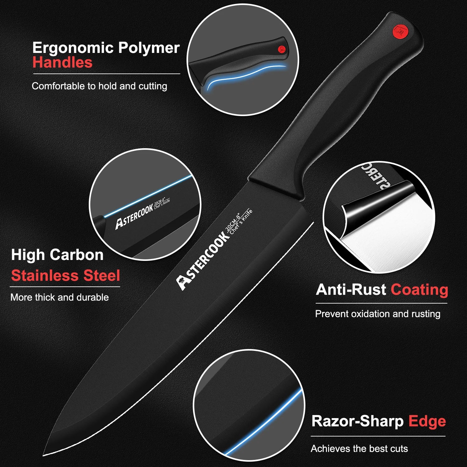 15-Piece Premium German Stainless Steel Knife Set with Built-In Sharpener Block – Dishwasher Safe, Ultra-Sharp Kitchen Essentials