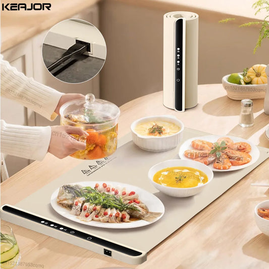 Foldable Electric Food Warming Tray – Portable Heating Mat with 3 Temperature Settings