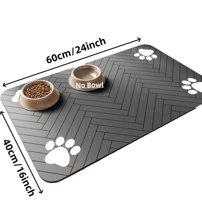 Spill-Proof Pet Food Mat Quick-Dry Absorbent Placemat with Non-Slip Rubber Backing
