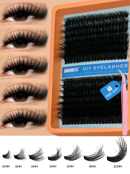 Cluster Lashes Kit – Fluffy Faux Mink Individual Lashes for Salon-Quality Volume