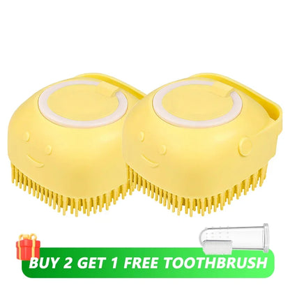 3 in 1 Silicone Dog Bath Brush Massage & Shampoo Dispenser Tool
