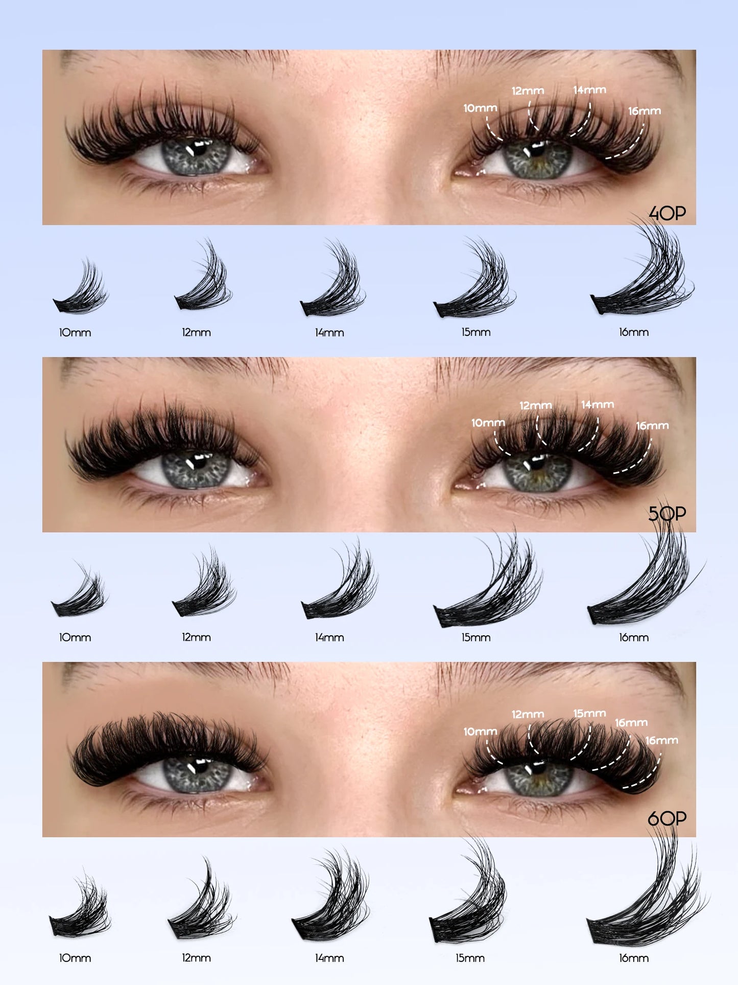 Cluster Lashes Kit – Fluffy Faux Mink Individual Lashes for Salon-Quality Volume