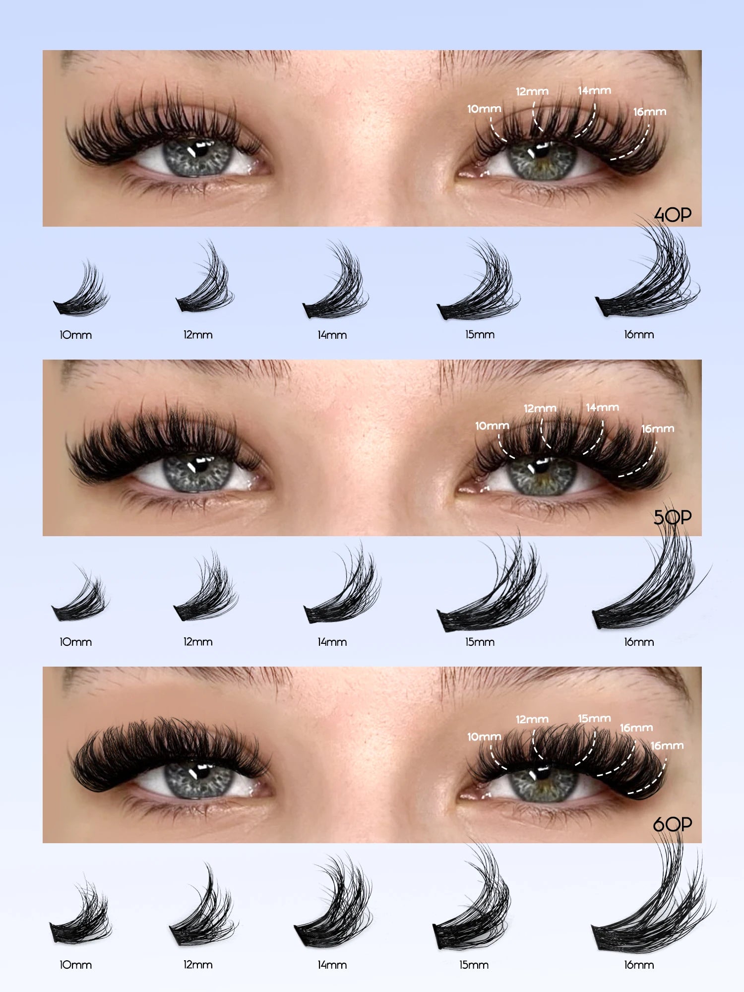 Cluster Lashes Kit – Fluffy Faux Mink Individual Lashes for Salon-Quality Volume