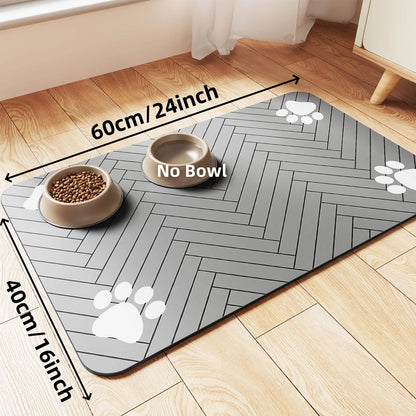 Spill-Proof Pet Food Mat Quick-Dry Absorbent Placemat with Non-Slip Rubber Backing