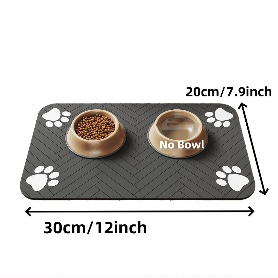 Spill-Proof Pet Food Mat Quick-Dry Absorbent Placemat with Non-Slip Rubber Backing