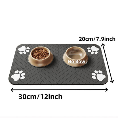 Spill-Proof Pet Food Mat Quick-Dry Absorbent Placemat with Non-Slip Rubber Backing