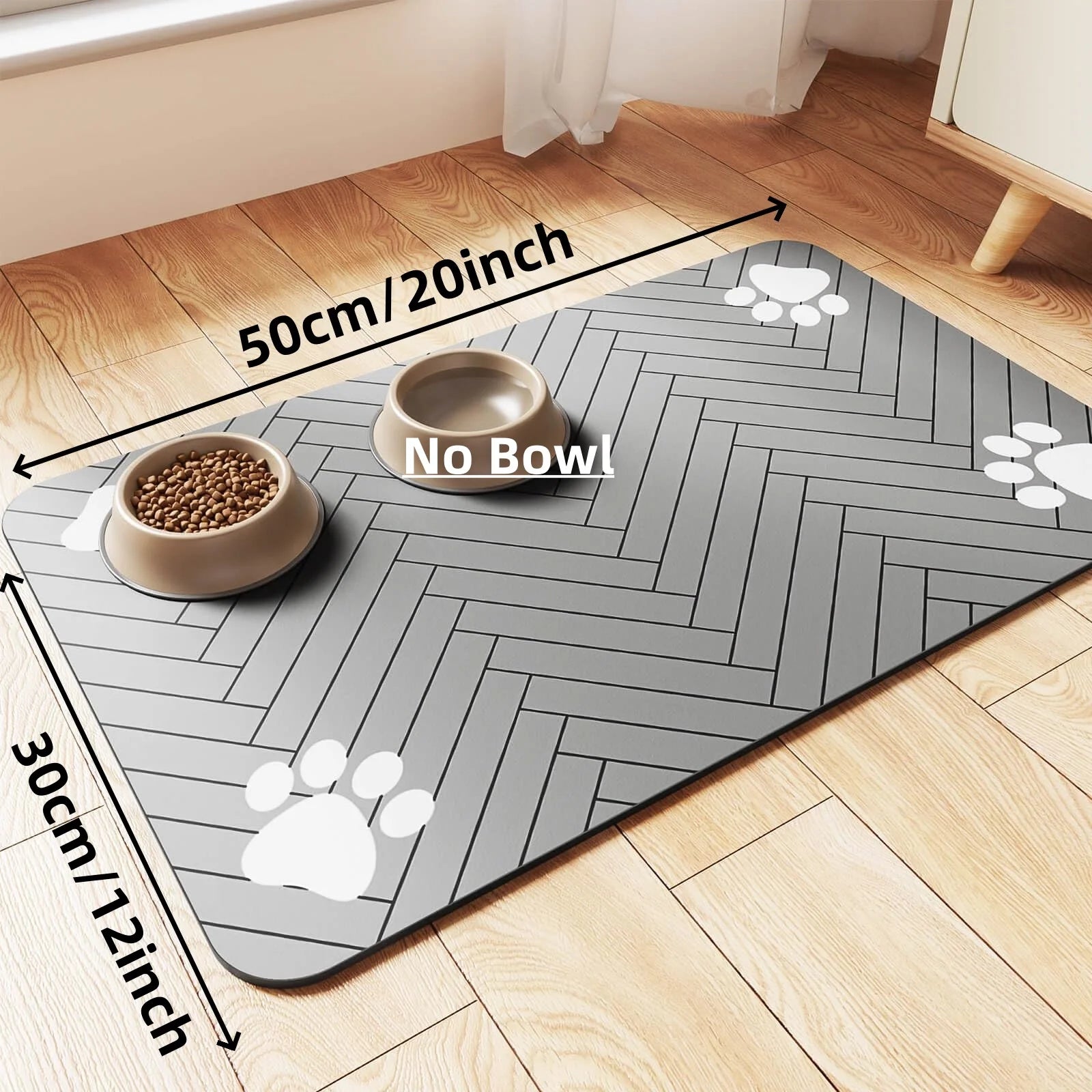 Spill-Proof Pet Food Mat Quick-Dry Absorbent Placemat with Non-Slip Rubber Backing