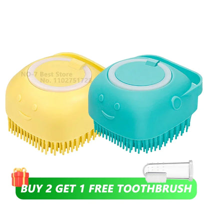 3 in 1 Silicone Dog Bath Brush Massage & Shampoo Dispenser Tool