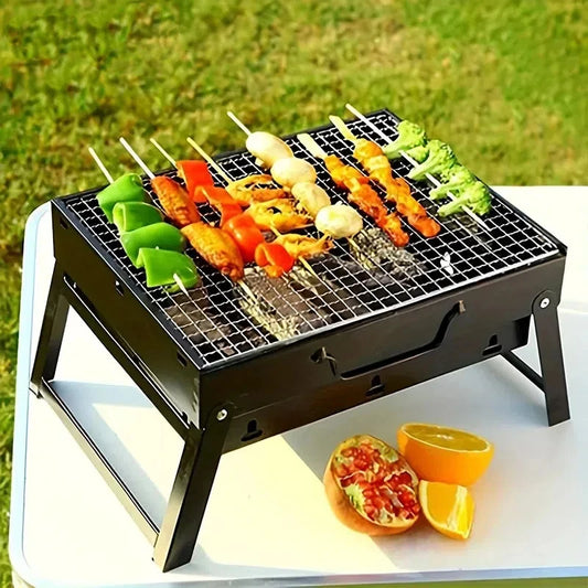 Portable Stainless Steel Charcoal BBQ Grill – Mini Outdoor Cooking Tool Kit for Camping, Picnic & Beach