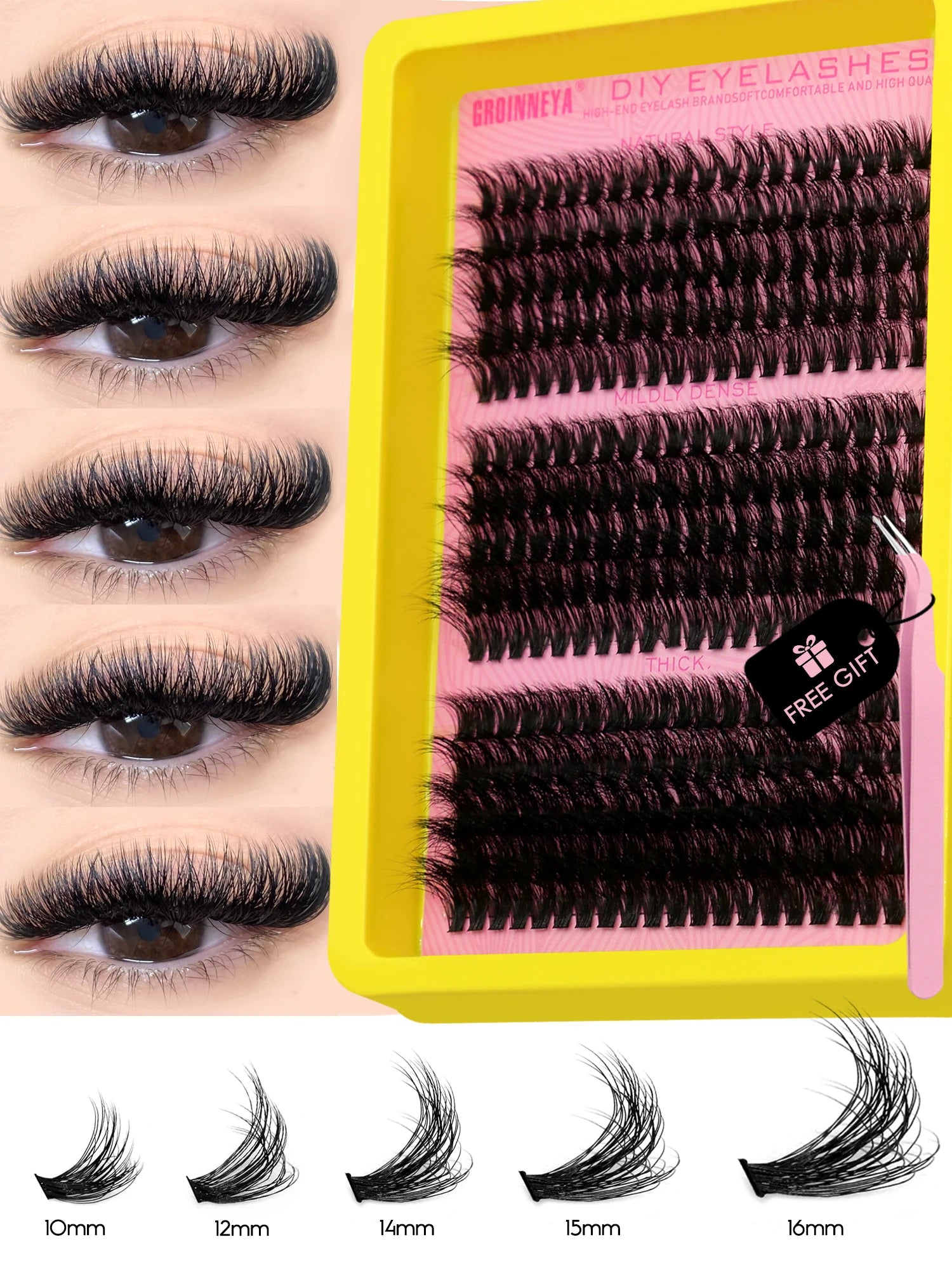 Cluster Lashes Kit – Fluffy Faux Mink Individual Lashes for Salon-Quality Volume
