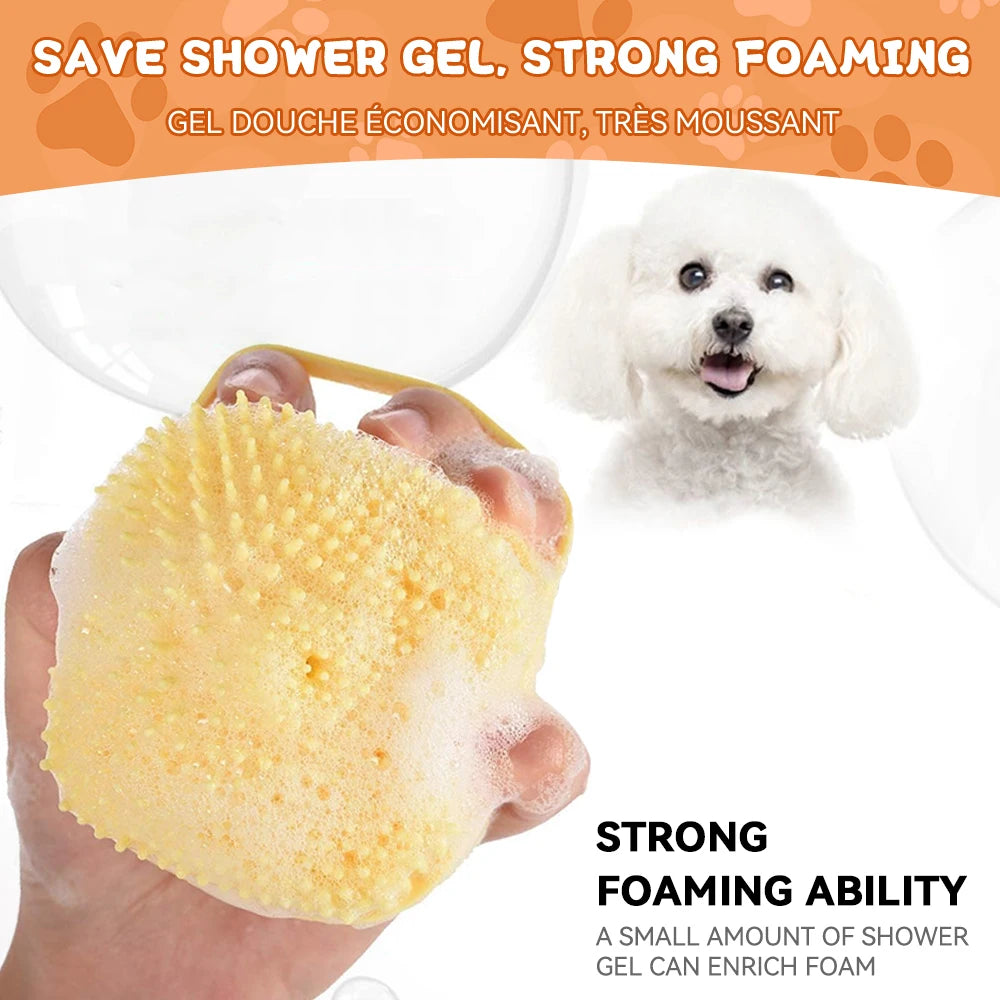3 in 1 Silicone Dog Bath Brush Massage & Shampoo Dispenser Tool