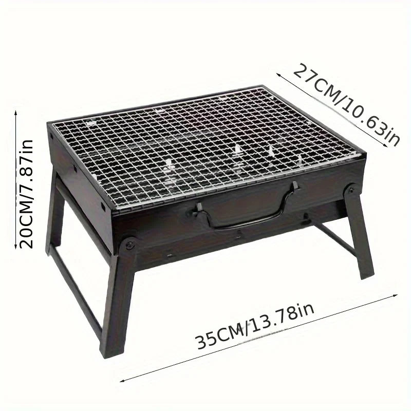 Portable Stainless Steel Charcoal BBQ Grill – Mini Outdoor Cooking Tool Kit for Camping, Picnic & Beach