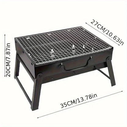 Portable Stainless Steel Charcoal BBQ Grill – Mini Outdoor Cooking Tool Kit for Camping, Picnic & Beach