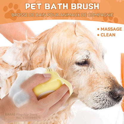 3 in 1 Silicone Dog Bath Brush Massage & Shampoo Dispenser Tool