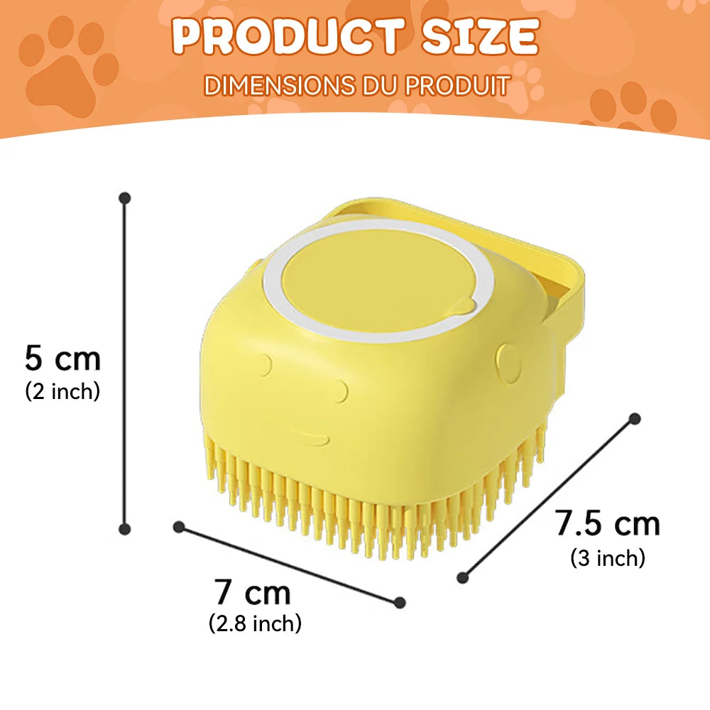 3 in 1 Silicone Dog Bath Brush Massage & Shampoo Dispenser Tool