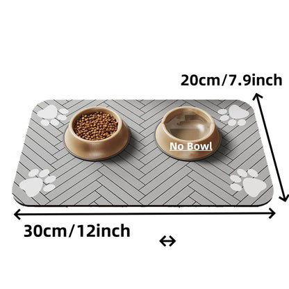 Spill-Proof Pet Food Mat Quick-Dry Absorbent Placemat with Non-Slip Rubber Backing
