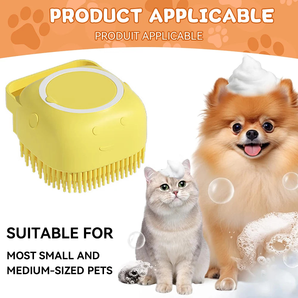 3 in 1 Silicone Dog Bath Brush Massage & Shampoo Dispenser Tool